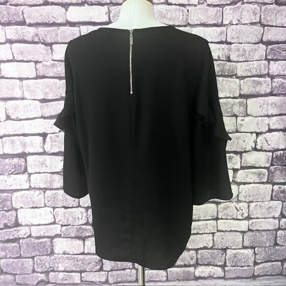 Alfani NWT Black 3/4 Ruffle Sleeve Blouse Size M - Picture 6 of 8